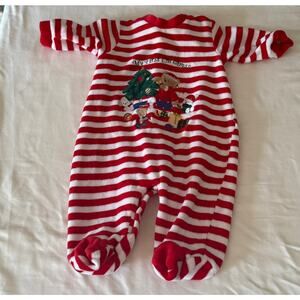 Little Me 3Month Sleeper Red / White stripe | My First Christmas print Snap back